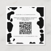 Moo Cow Spots Schwarz-Weiß-Hochzeitsdetails drucke Quadratische Visitenkarte (Rückseite)