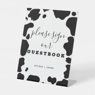 Moo Cow Spots Schwarz-weiße Hochzeitsegabe Sockelschild