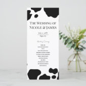 Moo Cow Spots Schwarz-weiße Hochzeitsprogramme dru Menükarte (Stehend Vorderseite)