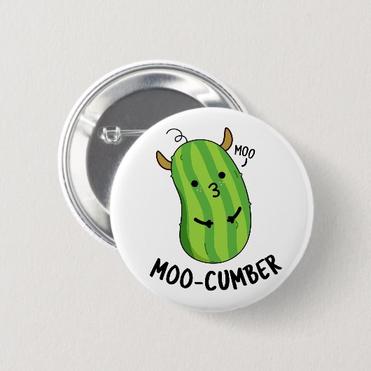 Moo-cumber Funny Veggie Cucumber Pun Button (Vorne & Hinten)