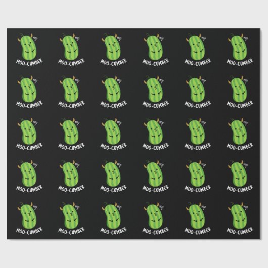 Moo-cumber Funny Veggie Cucumber Pun Dark BG Geschenkpapier (Flach)