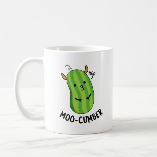 Moo-cumber Funny Veggie Cucumber Pun Kaffeetasse (Links)