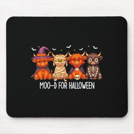 Moo-d For Halloween Boo Ghost Highland Cow Hallowe Mousepad (Vorne)