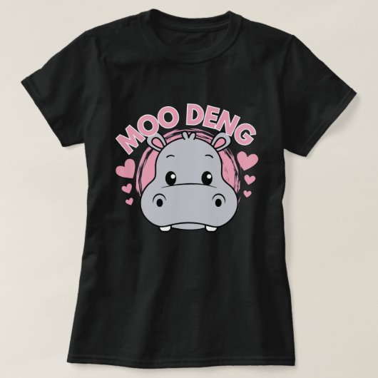 Moo Deng - Baby Pygmy Hippo T-Shirt (Design vorne)