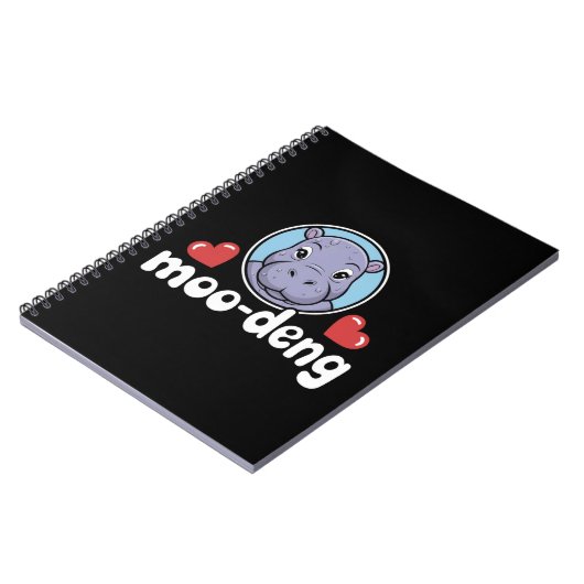 Moo Deng Bouncy Pig in Thai Picture Baby Hippo Notizblock (Linke Seite)