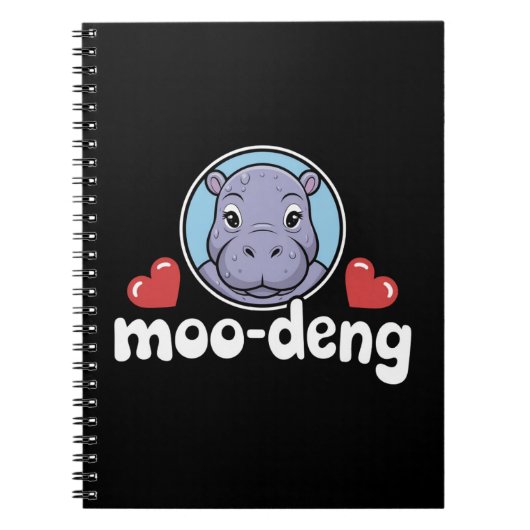 Moo Deng Bouncy Pig in Thai Picture Baby Hippo Notizblock (Vorderseite)