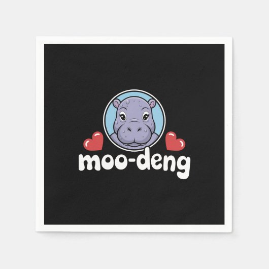 Moo Deng Bouncy Pig in Thai Picture Baby Hippo Serviette (Vorderseite)