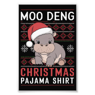 Moo Deng Christmas Pajama Matching Family Fotodruck