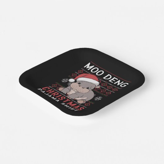 Moo Deng Christmas Pajama Matching Family Pappteller (Gewinkelt)