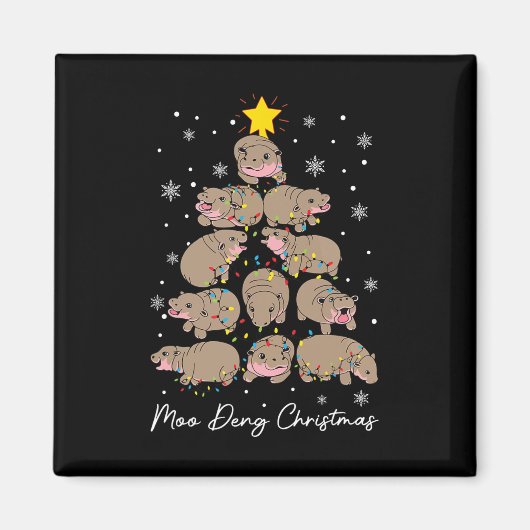 Moo Deng Christmas Tree Funny Niedlich Ba Magnet (Vorne)