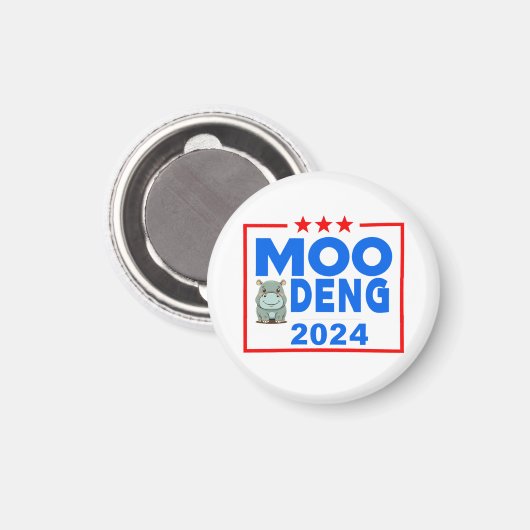 Moo Deng Funny Election 2024 Niedlich Hippo Magnet (Vorderseite/Rückseite)