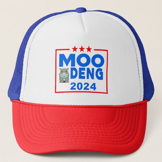Moo Deng Funny Election 2024 Niedlich Hippo Truckerkappe (Vorderseite)