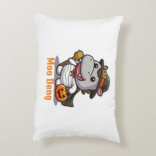 Moo Deng Halloween Pillow Dekokissen (Rückseite(Vertikal))