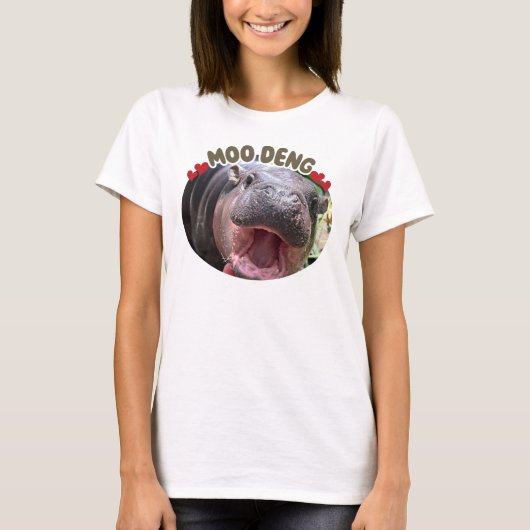 Moo Deng Happy Hippo Meme T-Shirt (Vorderseite)
