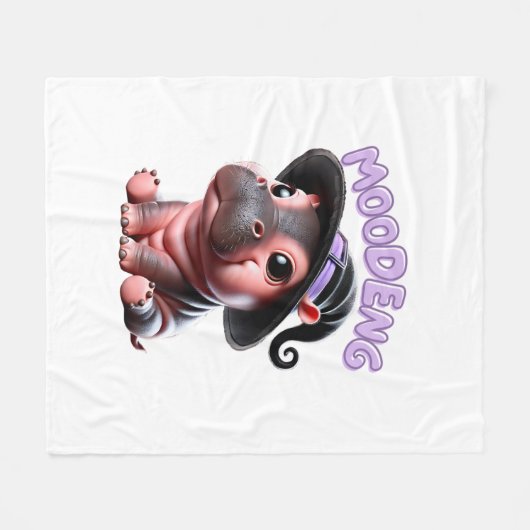 Moo-Deng Hexenhaus Hippo Niedlich Baby Pygmy Anges Fleecedecke (Vorderseite (Horizontal))