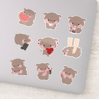Moo Deng Hippo Aufkleber