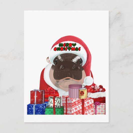 Moo Deng Hippo Christmas Postkarte (Vorderseite)