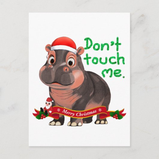 Moo Deng Hippo Christmas Postkarte (Vorderseite)