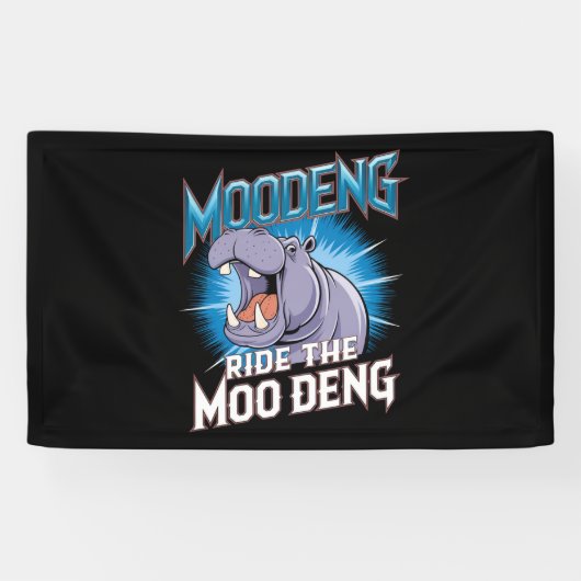 MOO DENG Hippo fährt das MOO DENG Banner (Horizontal)