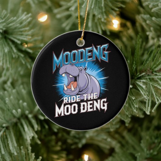 MOO DENG Hippo fährt das MOO DENG Keramik Ornament (Baum)
