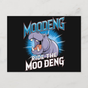 MOO DENG Hippo fährt das MOO DENG Postkarte
