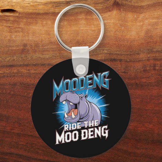 MOO DENG Hippo fährt das MOO DENG Schlüsselanhänger (Vorderseite)