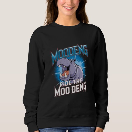 MOO DENG Hippo fährt das MOO DENG Sweatshirt (Vorderseite)