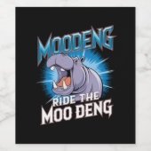 MOO DENG Hippo fährt das MOO DENG Weinetikett (Einzelnes Label)