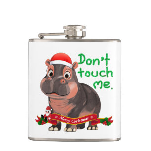 Moo Deng Hippo für frohe Weihnachten Flachmann
