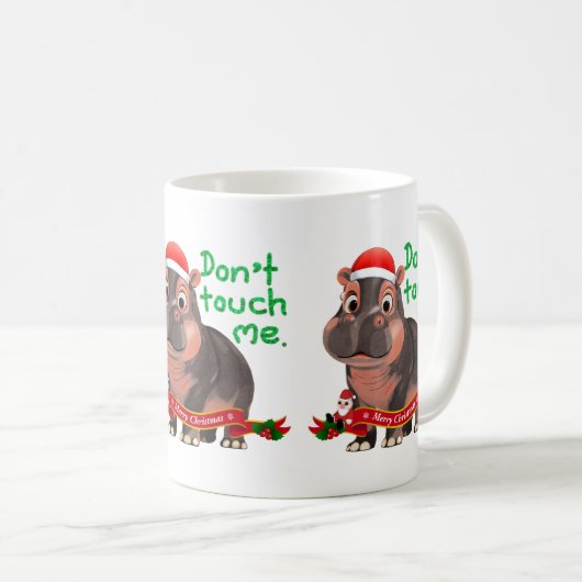 Moo Deng Hippo für frohe Weihnachten Kaffeetasse (VorderseiteRechts)