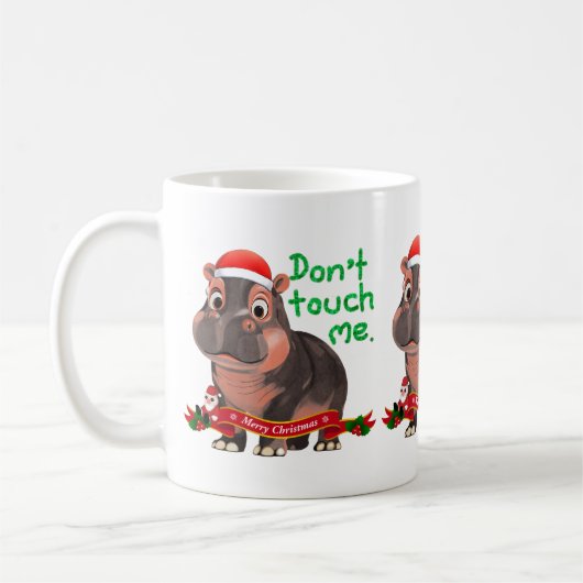 Moo Deng Hippo für frohe Weihnachten Kaffeetasse (Links)