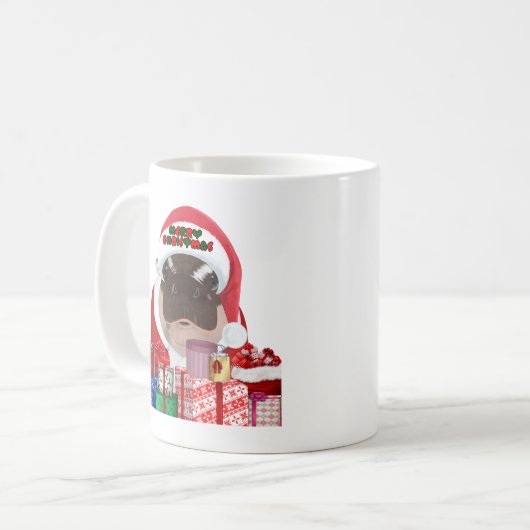Moo Deng Hippo für frohe Weihnachten Kaffeetasse (Vorderseite Links)