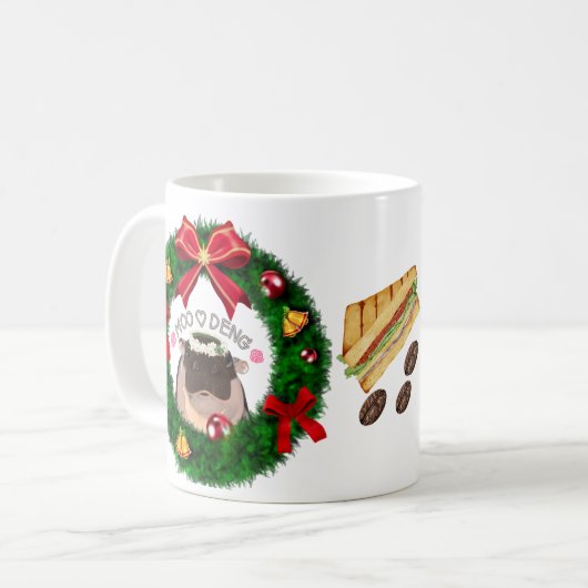 Moo Deng Hippo für frohe Weihnachten Kaffeetasse (Vorderseite Links)