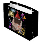 Moo Deng Hippo Große Geschenktüte (Rückseite Schrägansicht)
