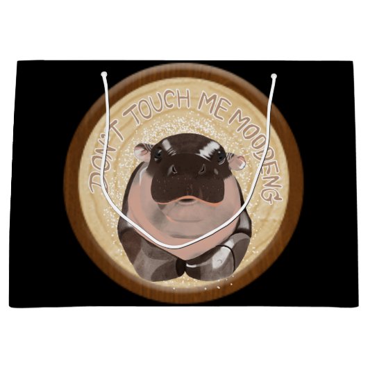 Moo Deng Hippo Große Geschenktüte (Vorderseite)