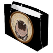 Moo Deng Hippo Große Geschenktüte (Rückseite Schrägansicht)