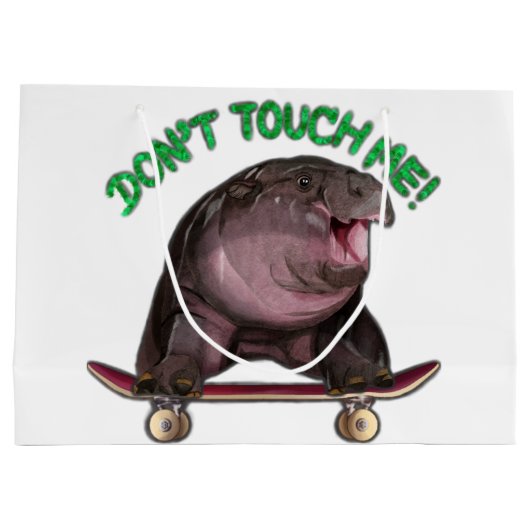 Moo Deng Hippo Große Geschenktüte (Rückseite)