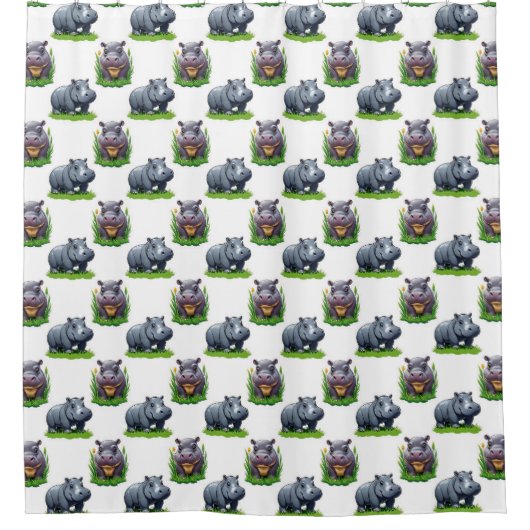Moo Deng Hippopotamus Tierdesign Duschvorhang (Vorderseite)