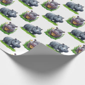 Moo Deng Hippopotamus Tierdesign Geschenkpapier (Ecke)