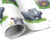 Moo Deng Hippopotamus Tierdesign Geschenkpapier (Rolleneckpunkt)