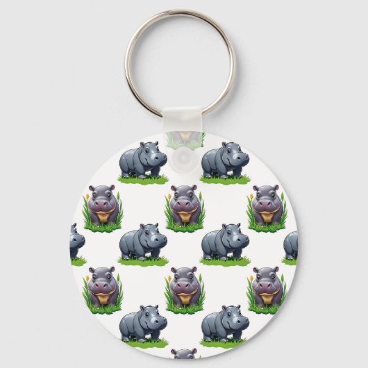 Moo Deng Hippopotamus Tierdesign Schlüsselanhänger (Vorderseite)
