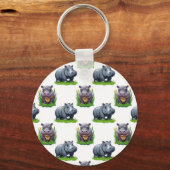 Moo Deng Hippopotamus Tierdesign Schlüsselanhänger (Rückseite)