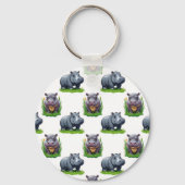 Moo Deng Hippopotamus Tierdesign Schlüsselanhänger (Rückseite)