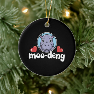 Moo Deng Hüpfendes Schwein im Thai-Bild Baby-Fluss Keramik Ornament