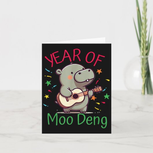 Moo Deng Is A Pygmy Hip Happy New Year Funny Karte (Vorderseite)