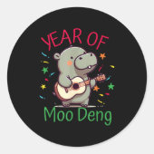 Moo Deng Is A Pygmy Hip Happy New Year Funny  Runder Aufkleber (Vorderseite)