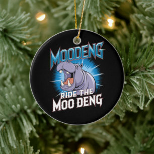 MOO DENG Nilpferd Reiten Sie das MOO DENG Keramik Ornament
