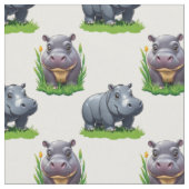 Moo Deng Nilpferd Tier Muster Design Stoff (Nahaufnahme)