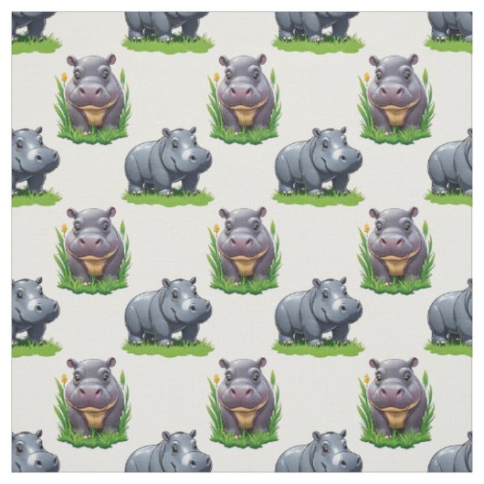 Moo Deng Nilpferd Tier Muster Design Stoff (Muster)