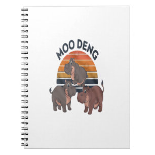 Moo Deng Vintager Retro-Sonnenuntergang Hipos T - Notizblock